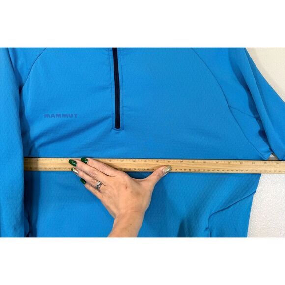 NWOT Mammut Blue Quarter Zip Hooded Pullover Lightweight Jacket Men's XXL - Picture 13 of 14